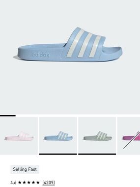 adidas Light Blue and White Slide Sandals size 7